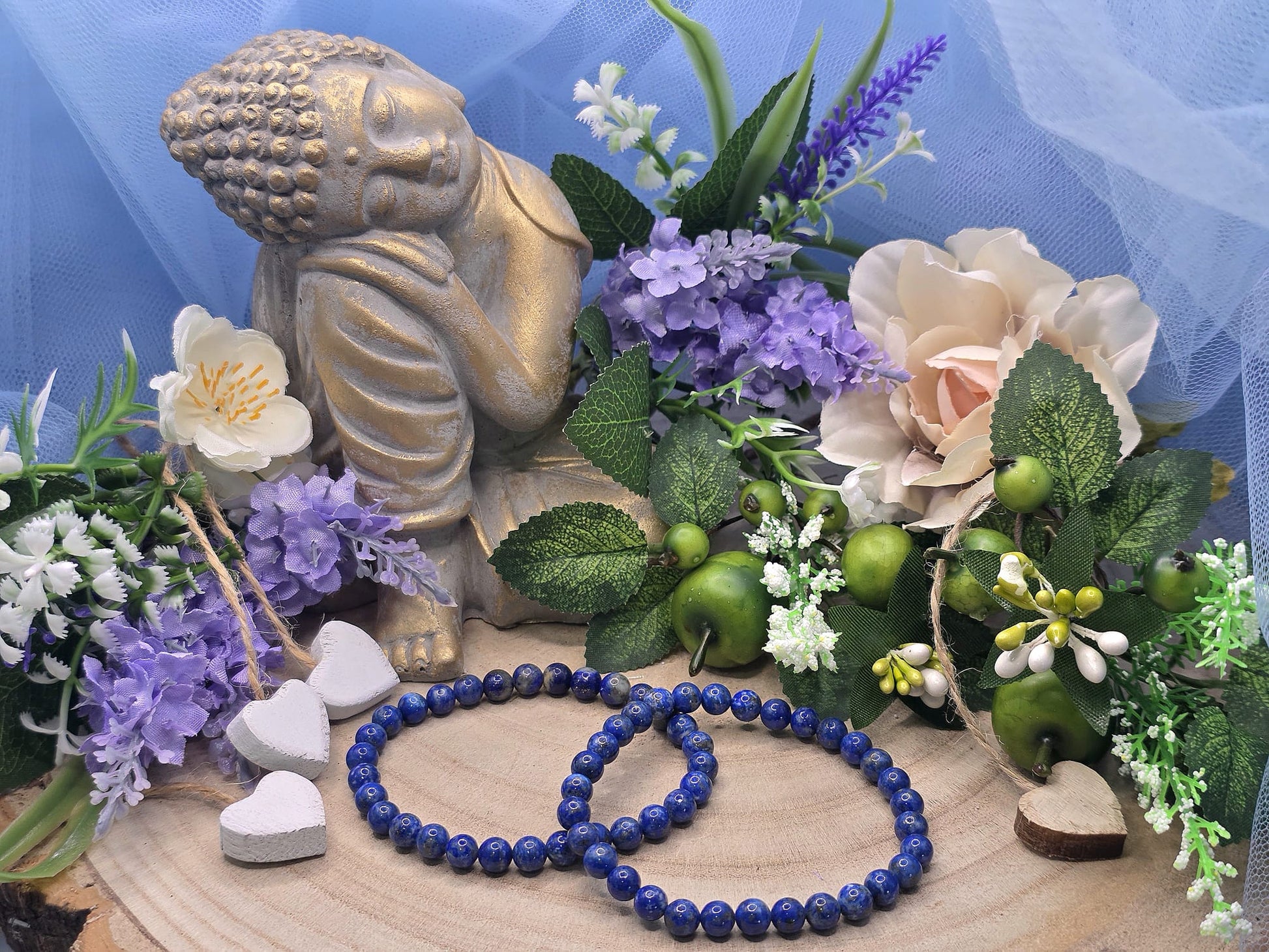 bracciale 6mm Lapislazzuli naturale