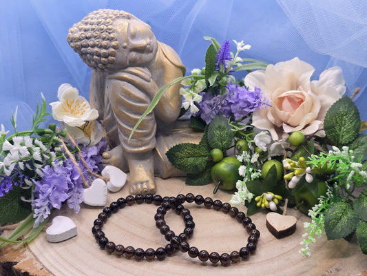 bracciale 6mm Quarzo fumè naturale