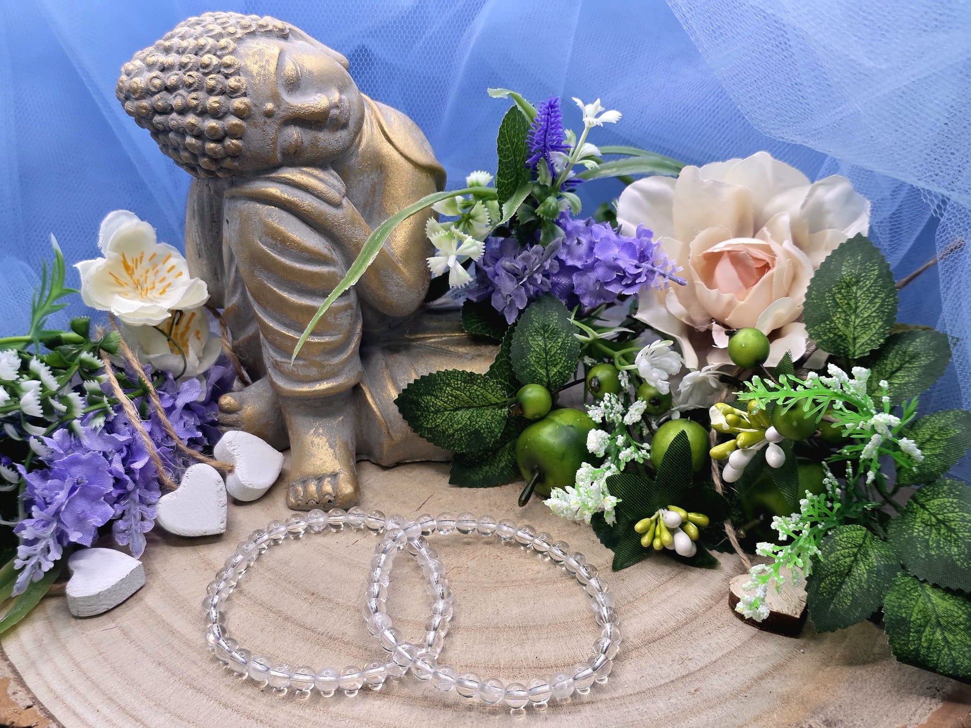 bracciale 6mm Quarzo ialino naturale