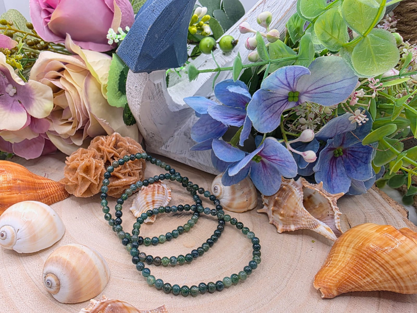 bracciale agata muschiata 4mm naturale