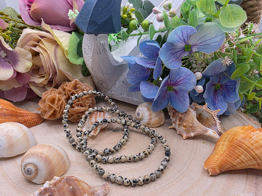 bracciale diaspro dalmata 4mm naturale