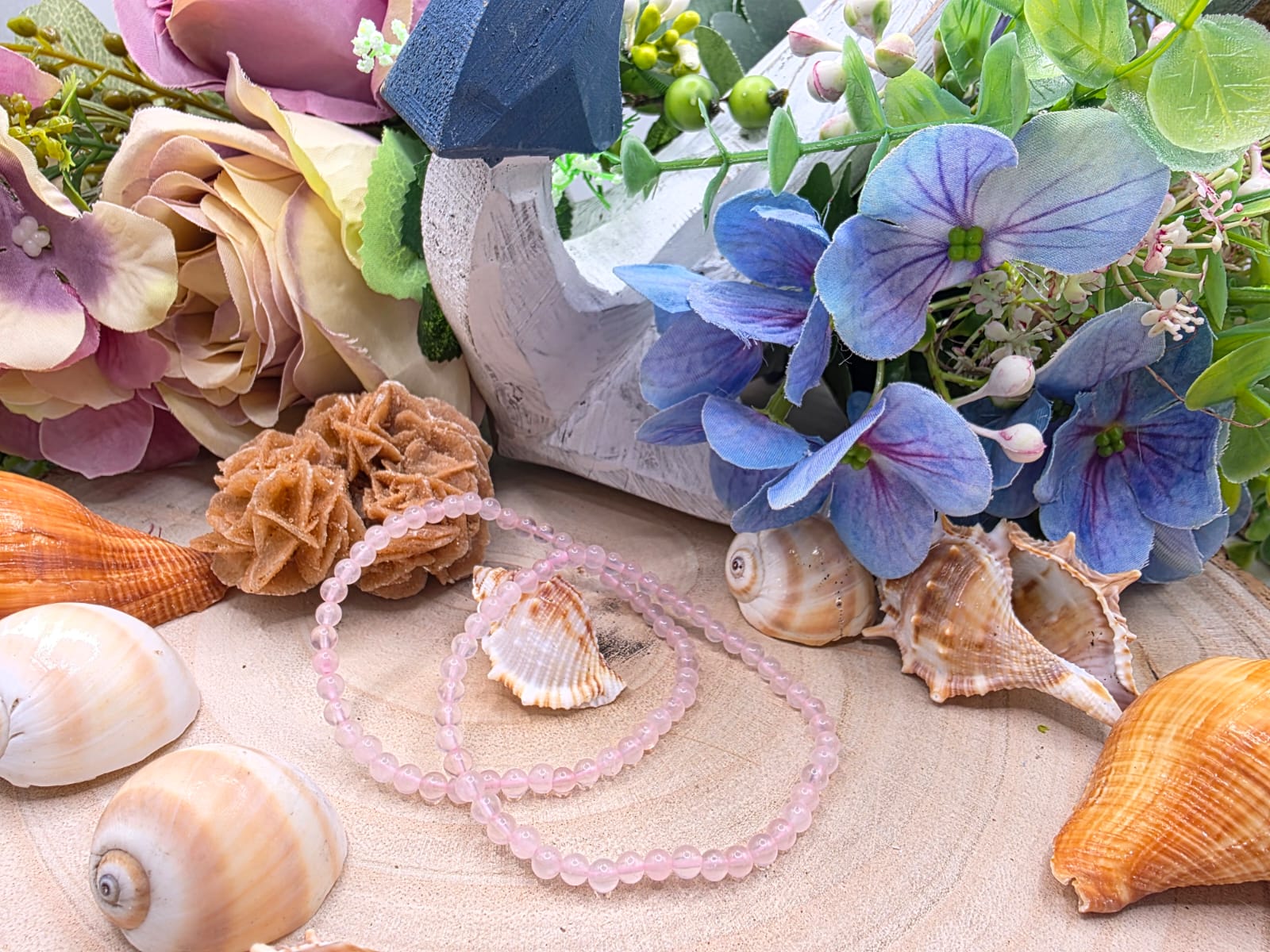 bracciale quarzo rosa 4mm naturale