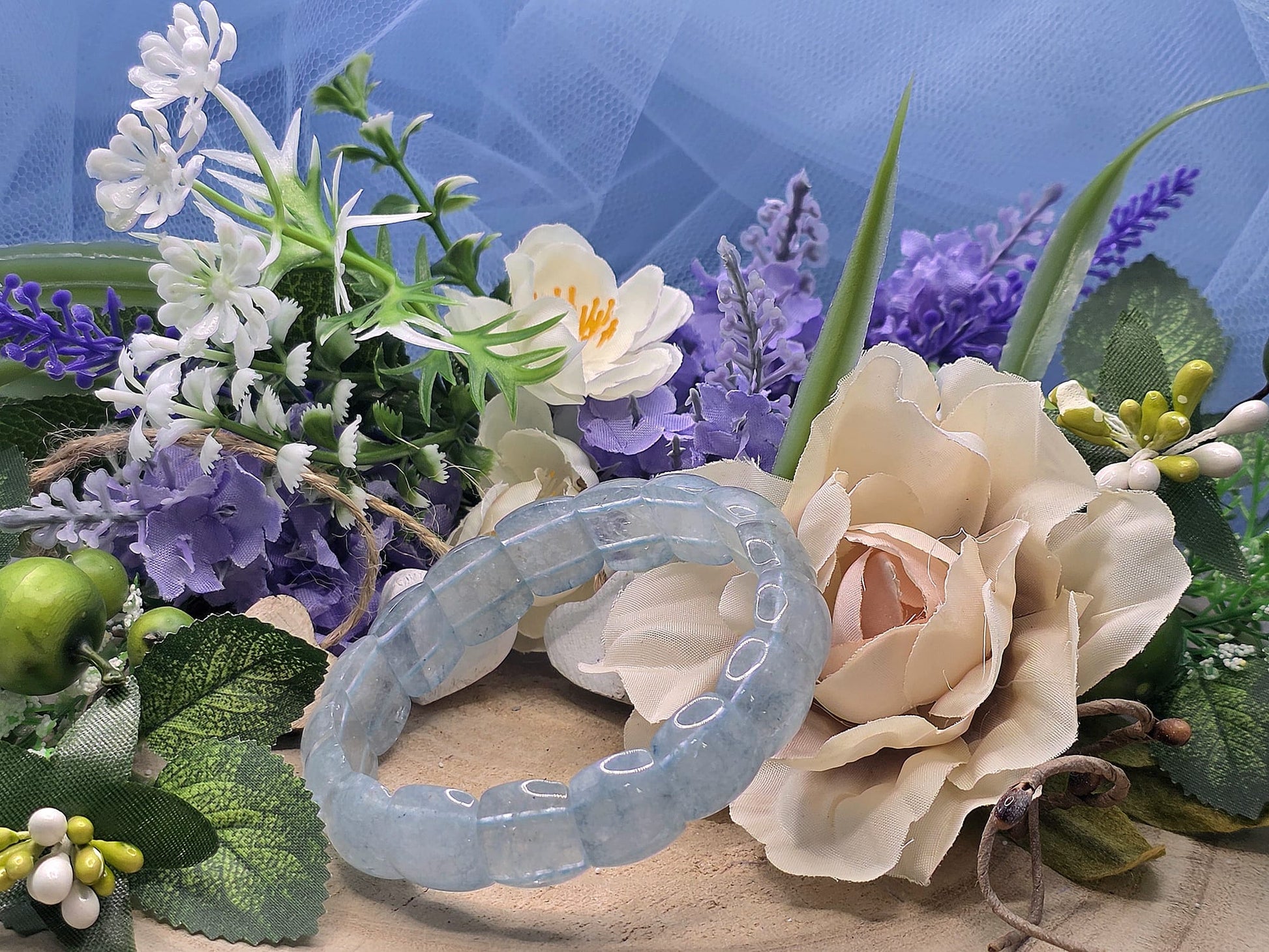 bracciale fascia Acquamarina naturale
