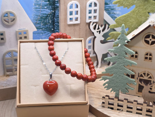 ciondolo con bracciale diaspro rosso