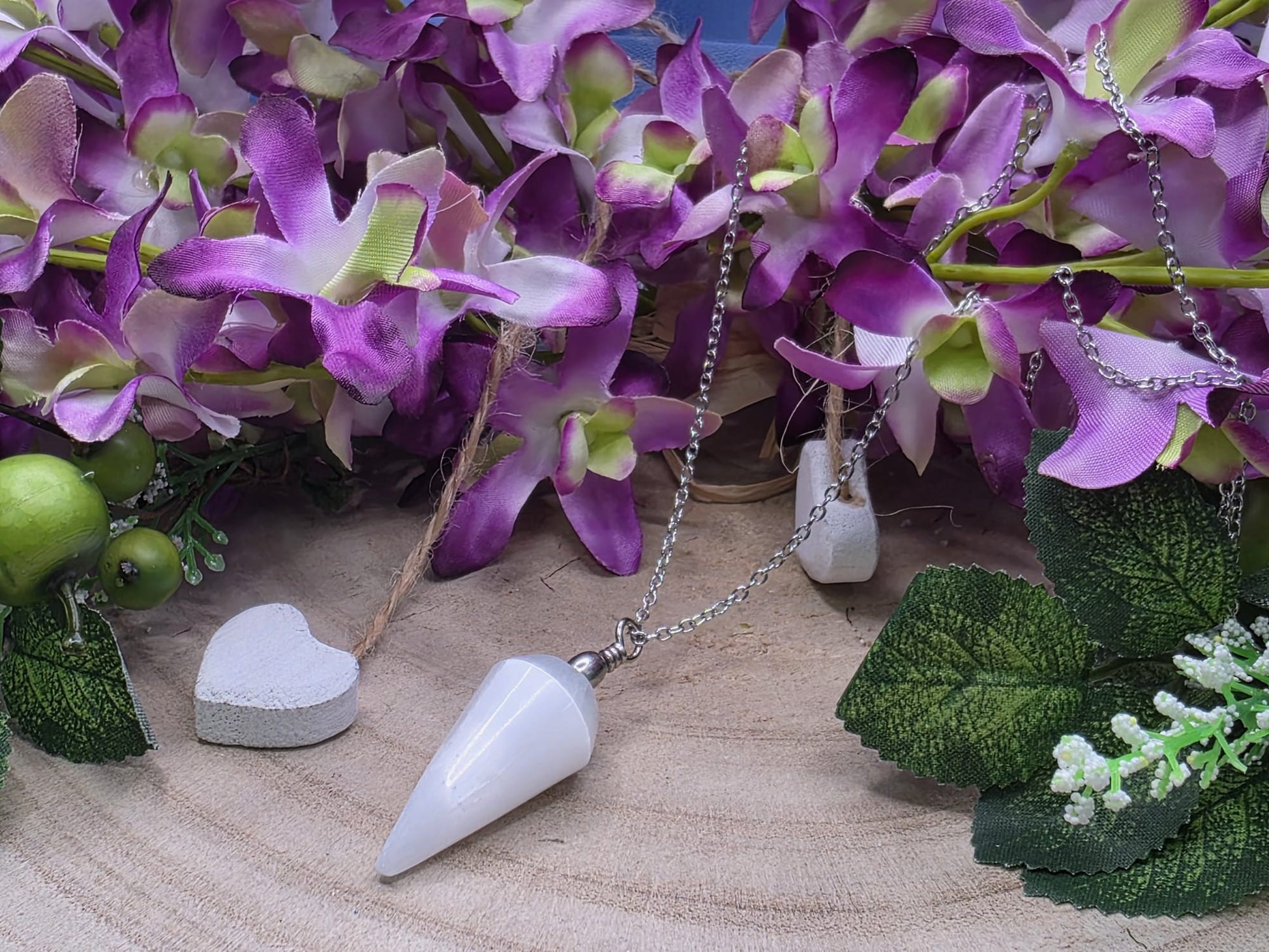 Ciondolo selenite naturale 