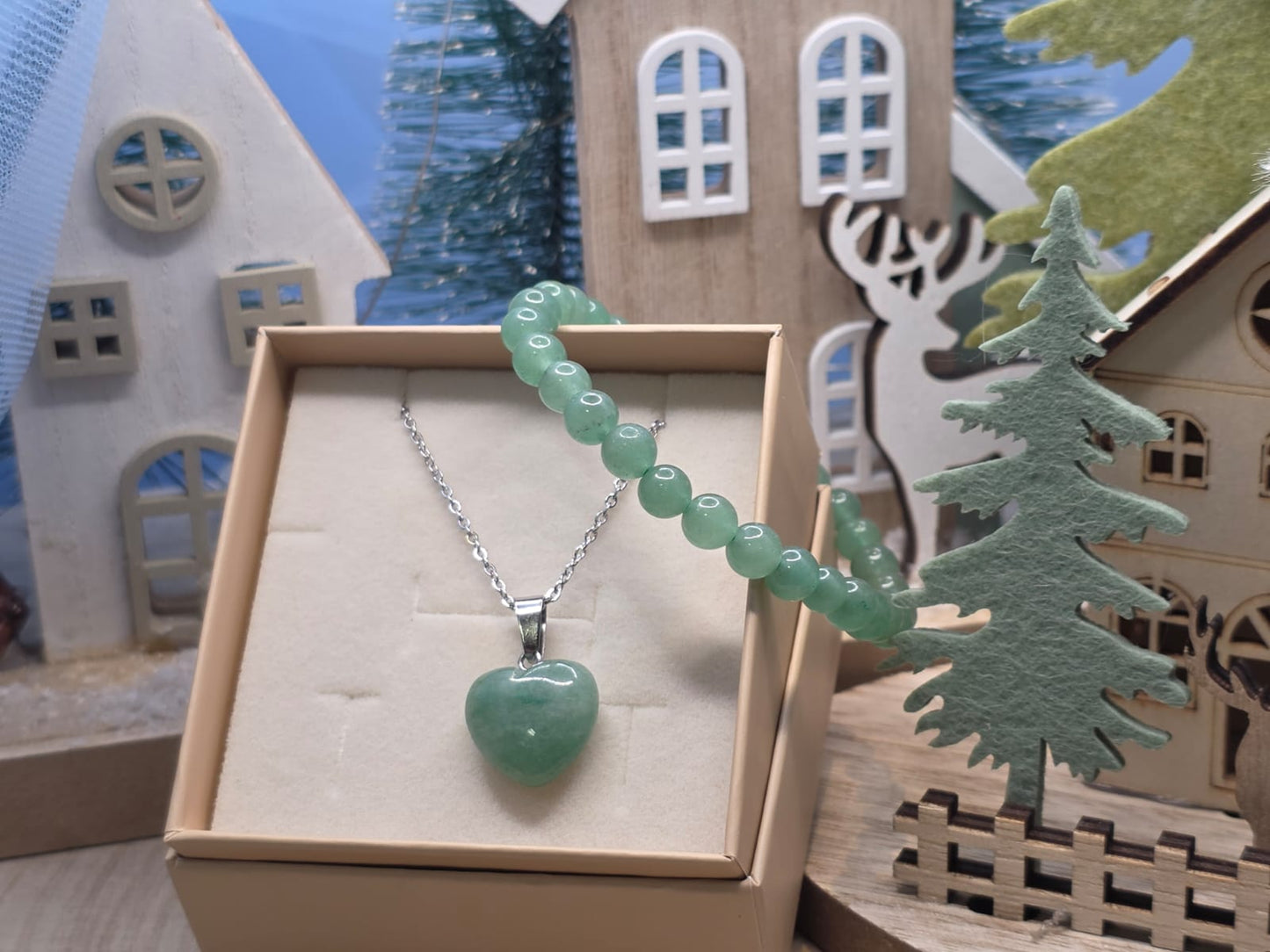 Ciondolo con bracciale Avventurina verde pietra naturale