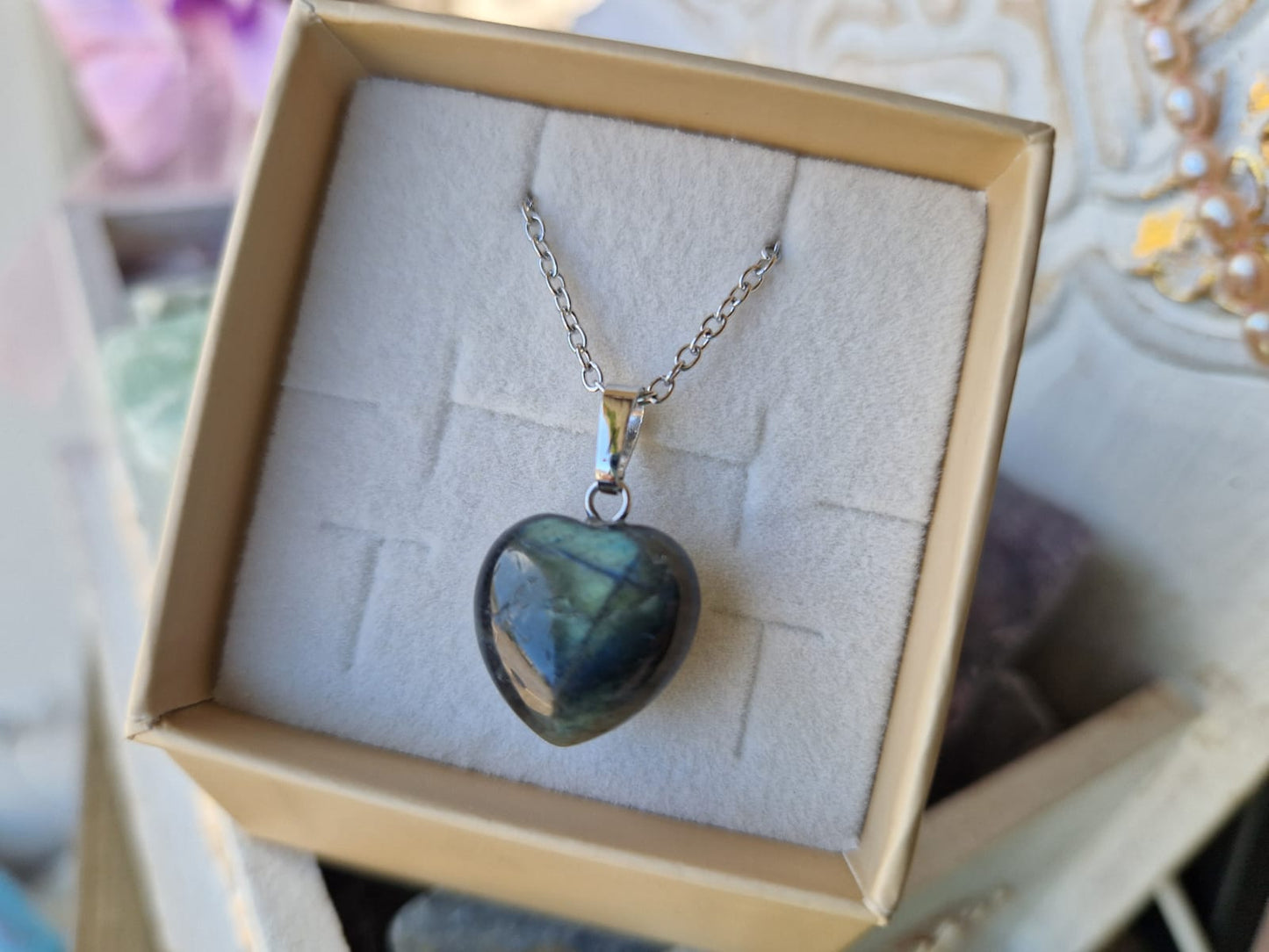 Ciondolo cuoricino labradorite