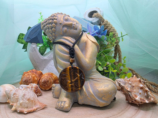Ciondolo Luna e stella Occhio di tigre pietra naturale