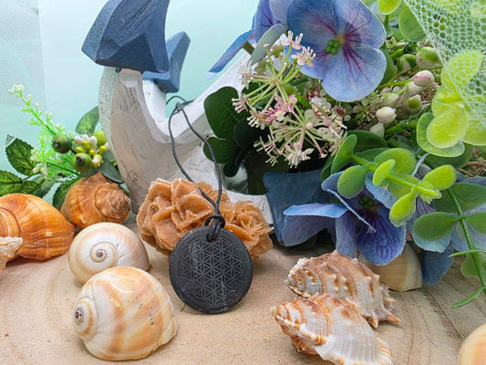 Ciondolo Fiore della Vita Shungite pietra naturale
