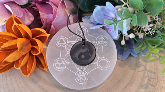 Ciondolo Yin/Yang Shungite pietra naturale