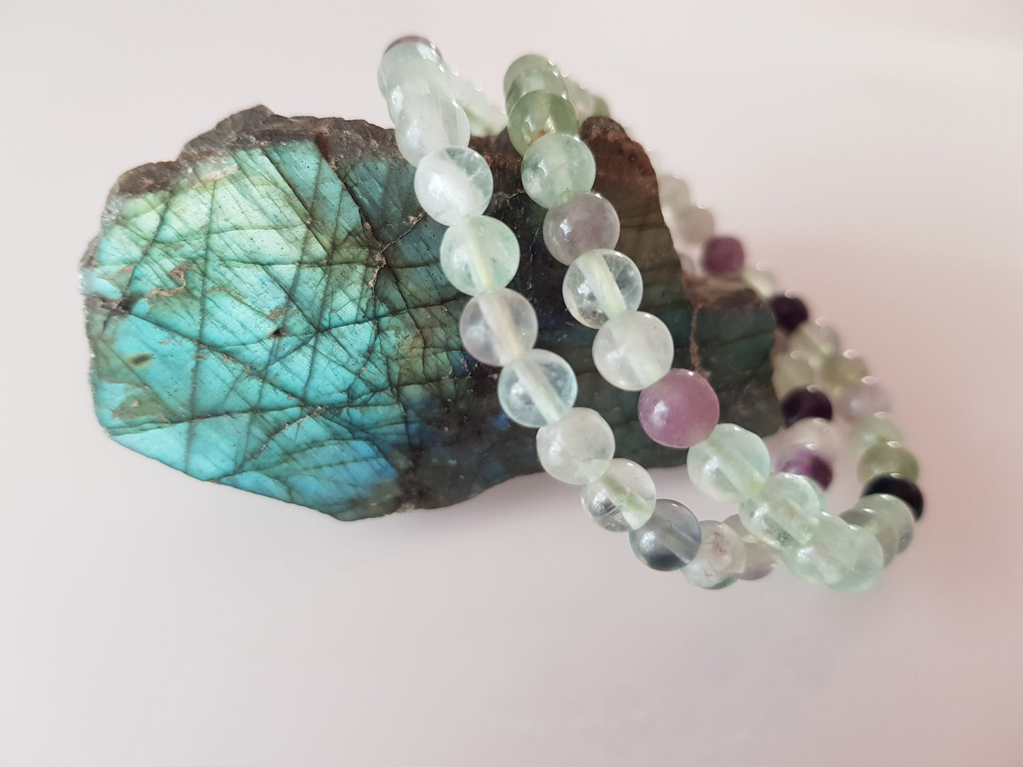 Bracciale 6 mm fluorite pietra naturale