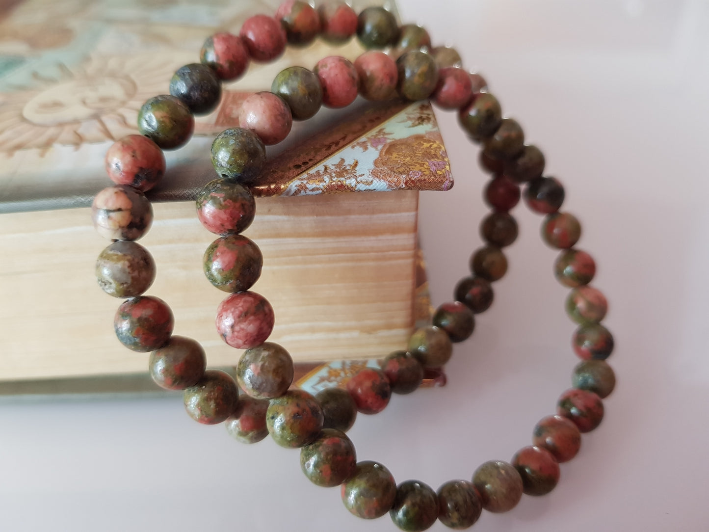 Bracciale 6 mm unakite pietra naturale