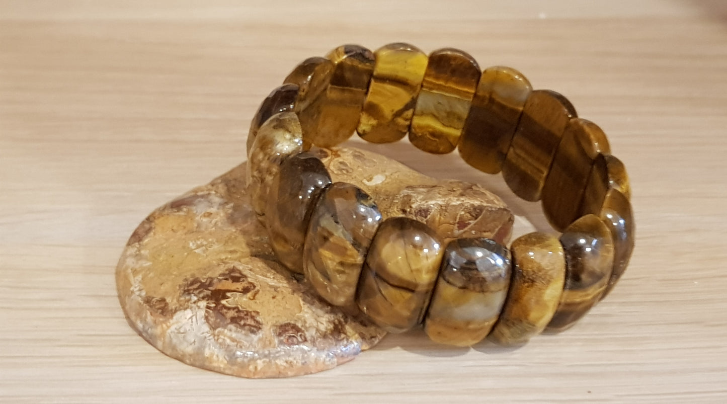 Bracciale fascia alta occhio di tigre pietra naturale