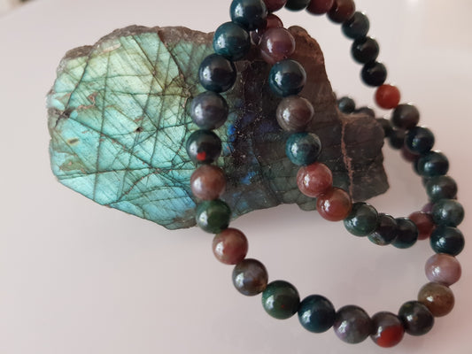 Bracciale 6mm eliotropio pietra naturale